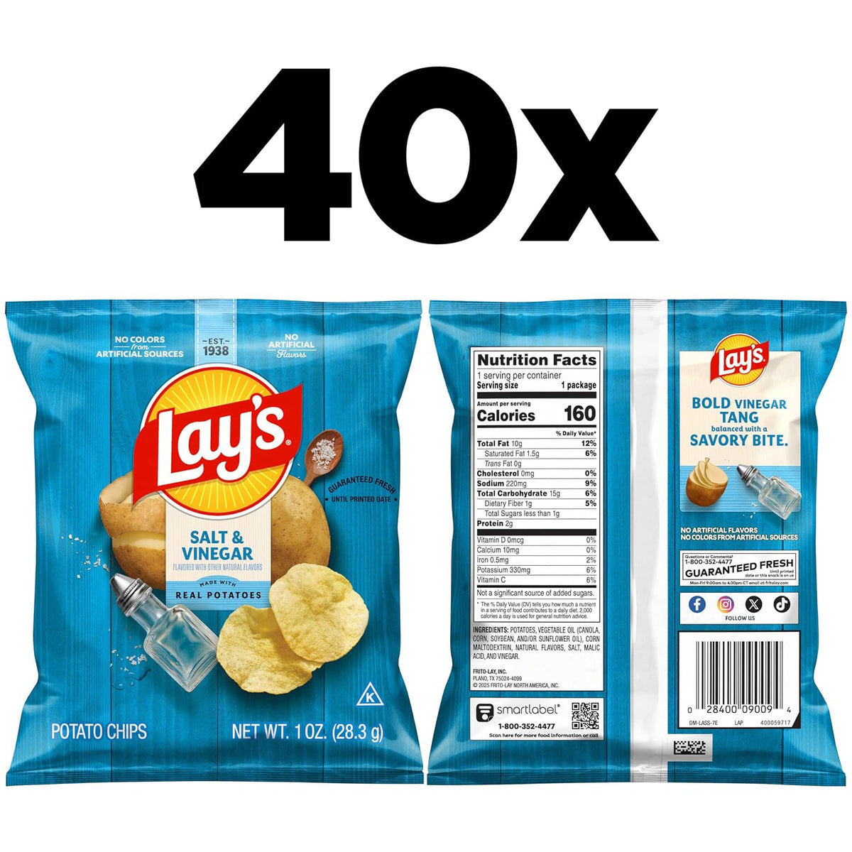 Lay's Salt & Vinegar potato chips 40-count multipack