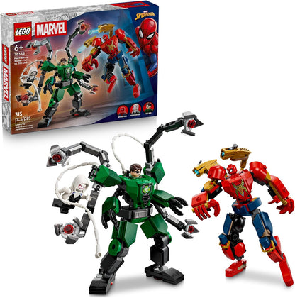 Spider-Man and Doc Ock LEGO mechs with minifigures