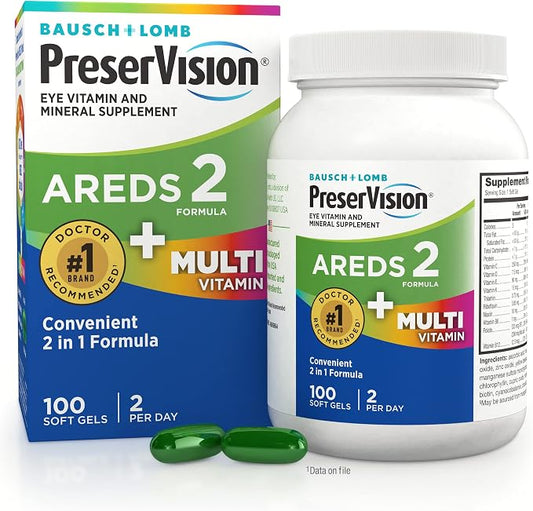 PreserVision AREDS 2 plus multivitamin eye vitamins 100 softgels bottle