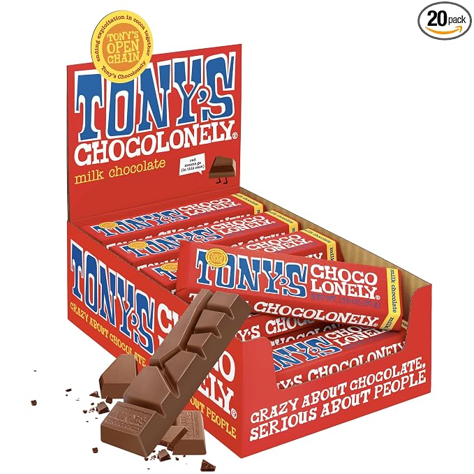 Tony’s Chocolonely milk chocolate candy bar 20 pack