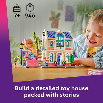 Colorful LEGO house with balcony and garden
