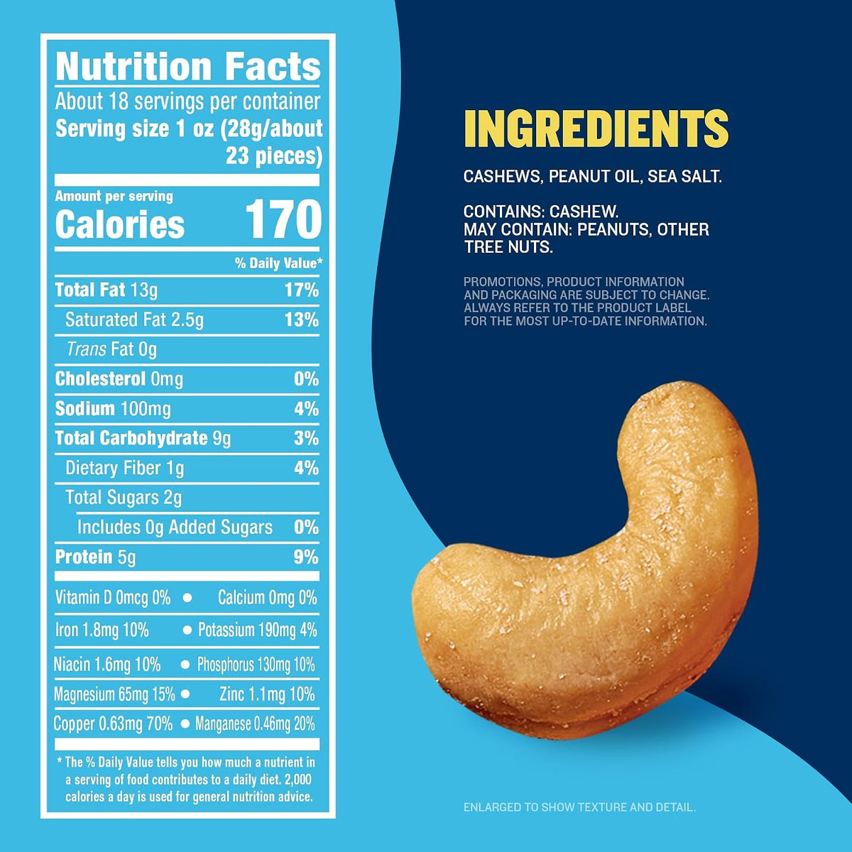 Lightly salted cashews with plant based protein