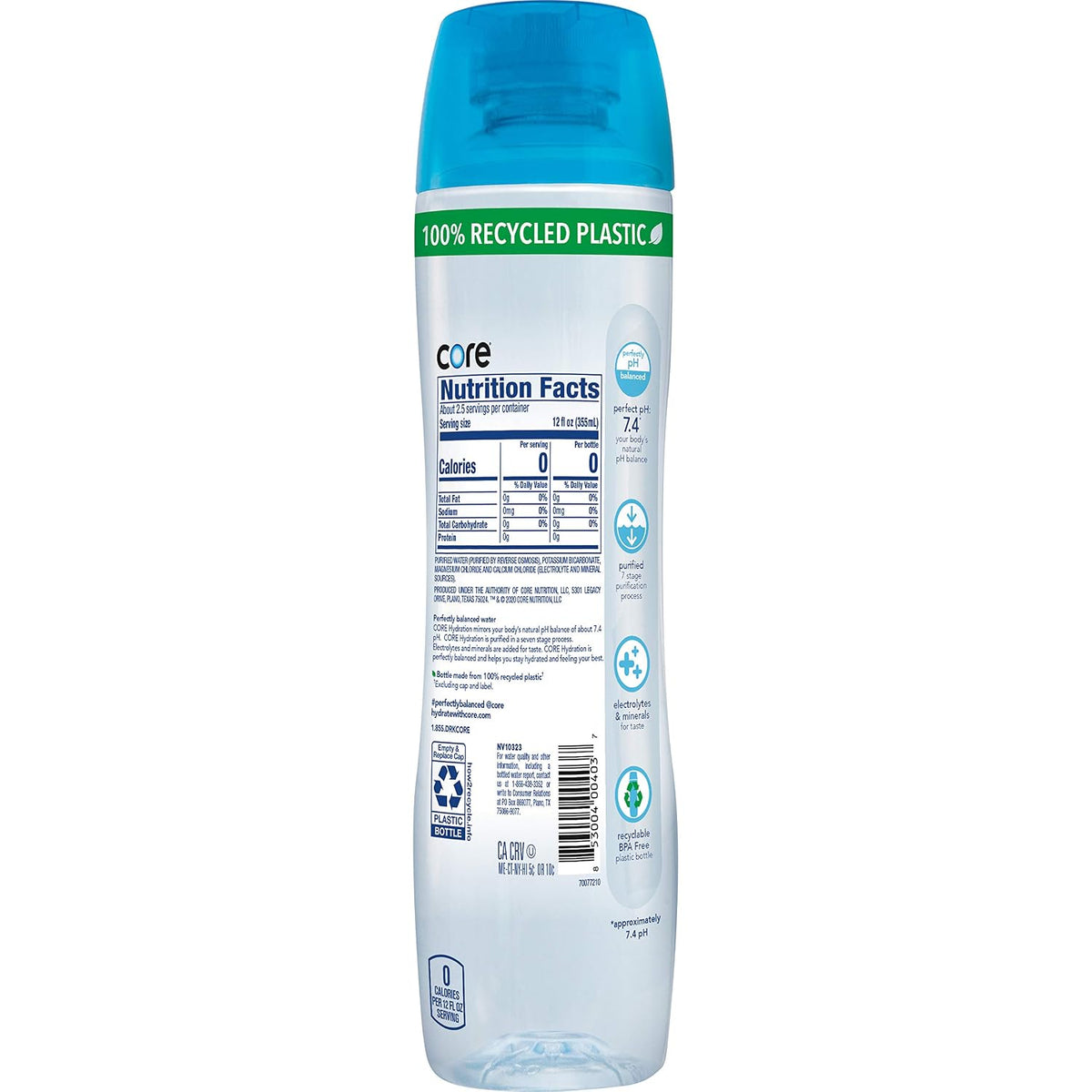 Core Hydration contoured bottle with wide mouth cap