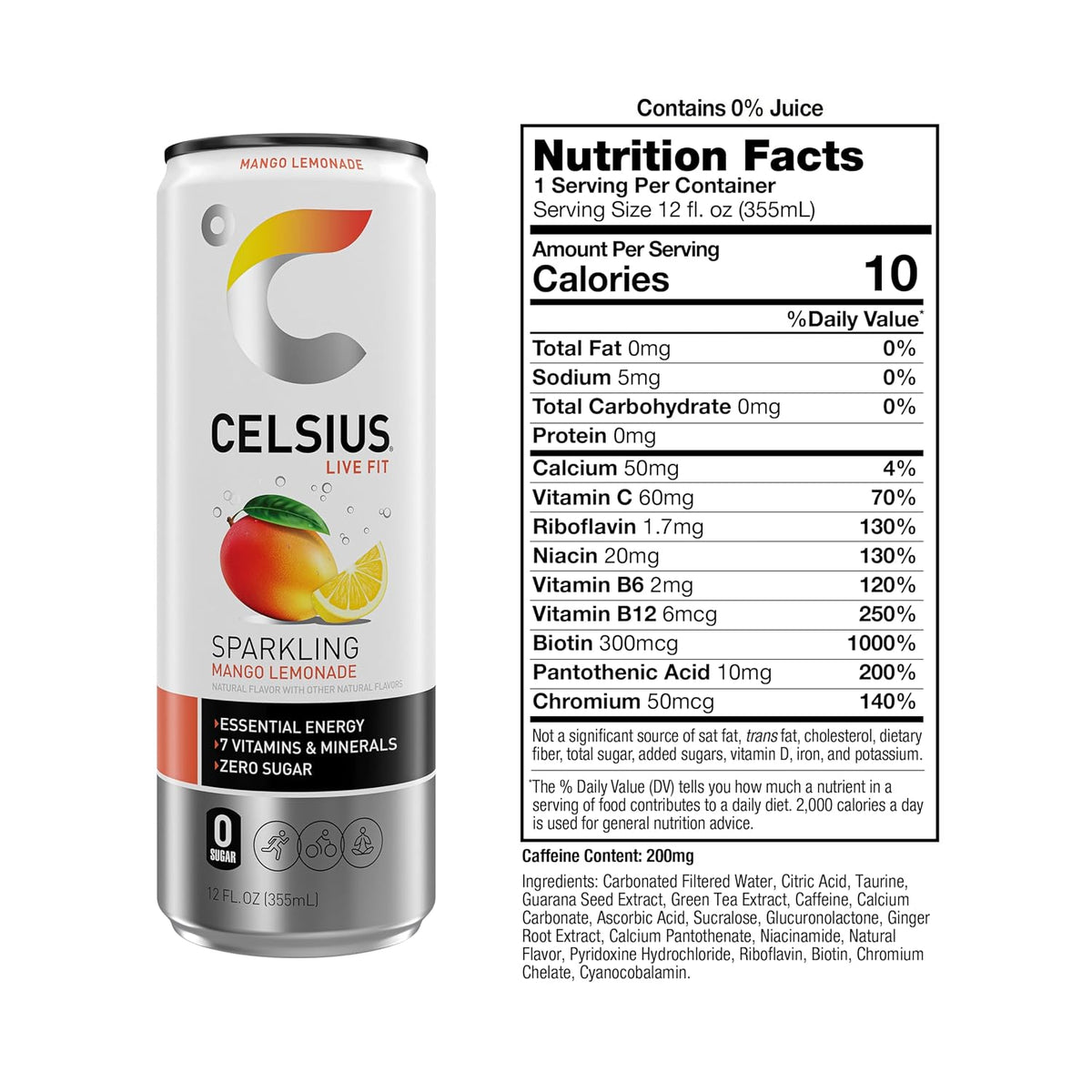 CELSIUS Sparkling Mango Lemonade slim can multipack