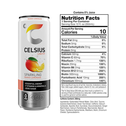CELSIUS Sparkling Mango Lemonade slim can multipack