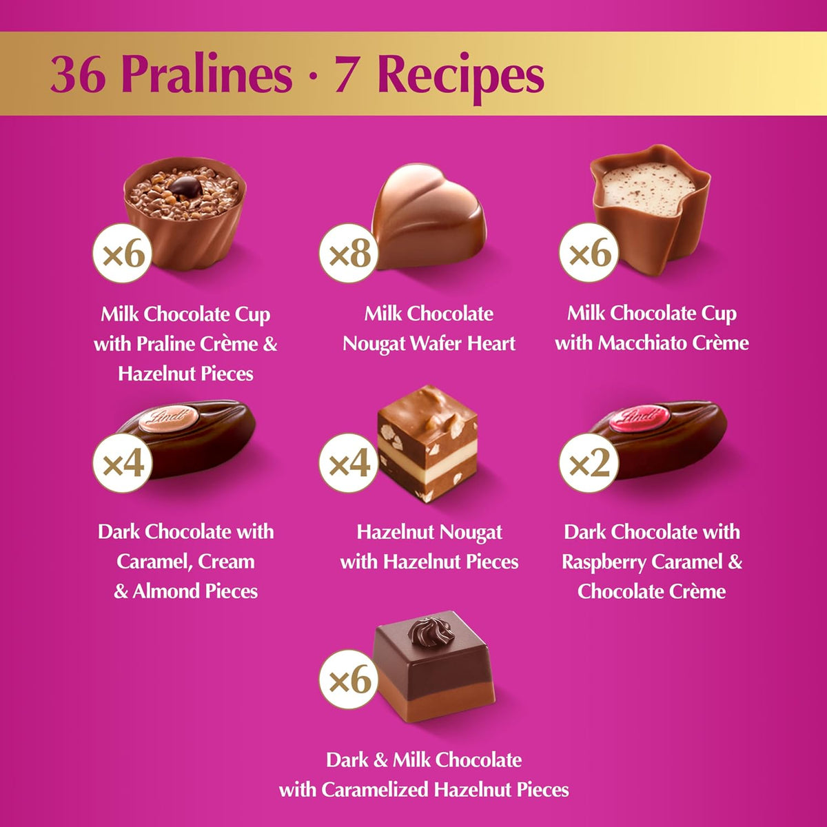 Lindt assorted chocolate pralines gift box packaging
