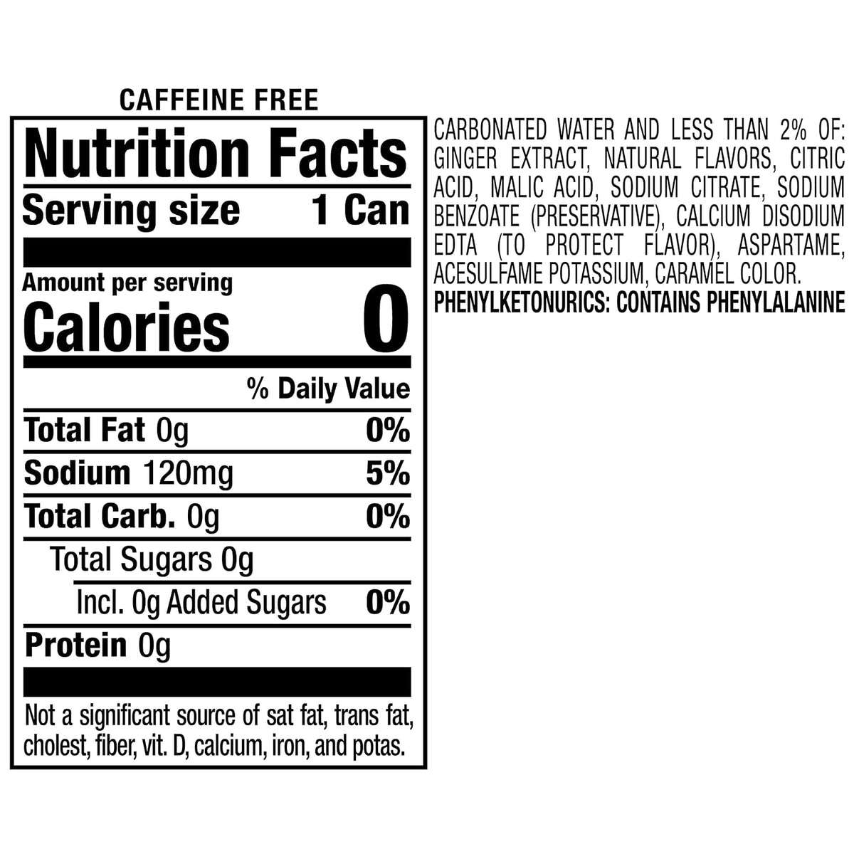 Canada Dry zero-calorie ginger ale soft drink