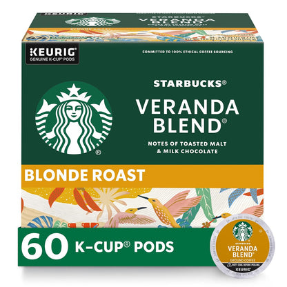 Starbucks Blonde Roast K-Cup pods for hot or iced coffee