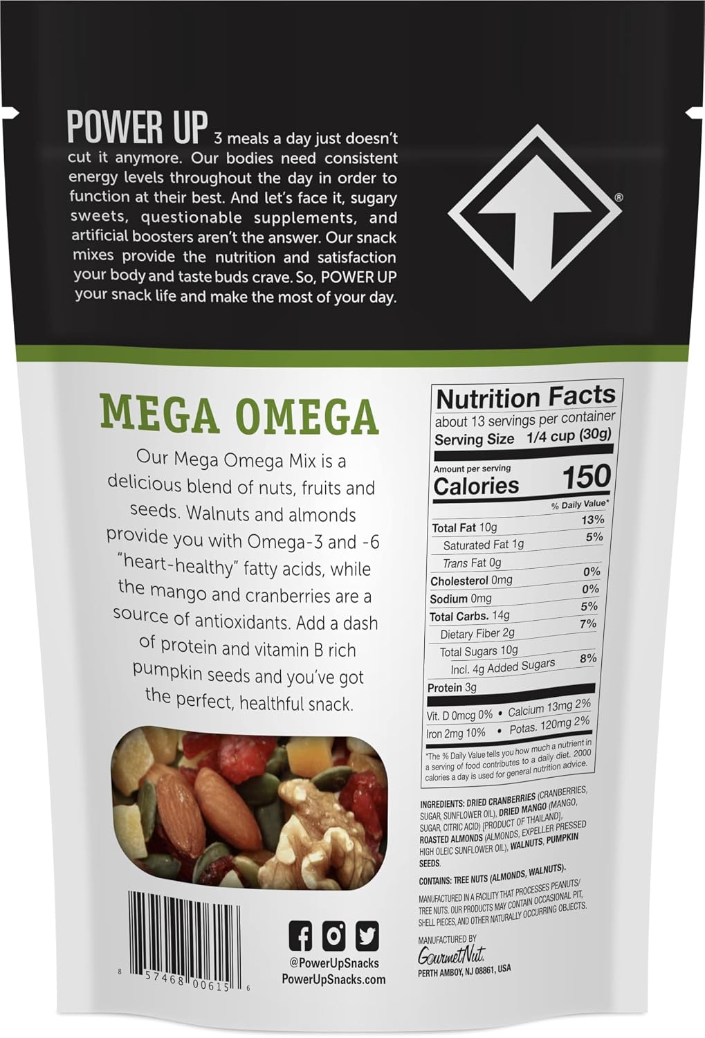 Mega Omega gourmet nut and fruit trail mix