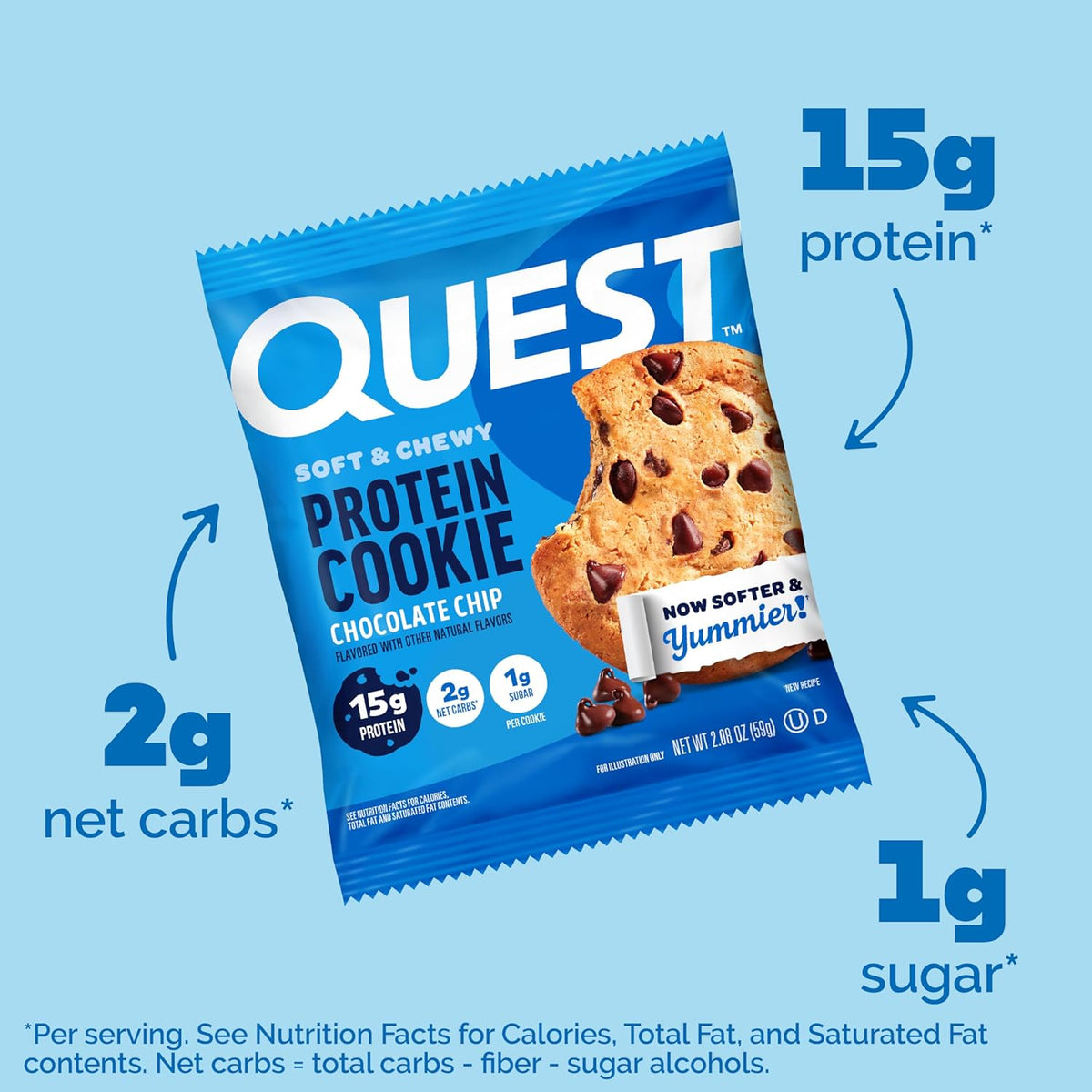 Chocolate chip protein cookie with 15g protein