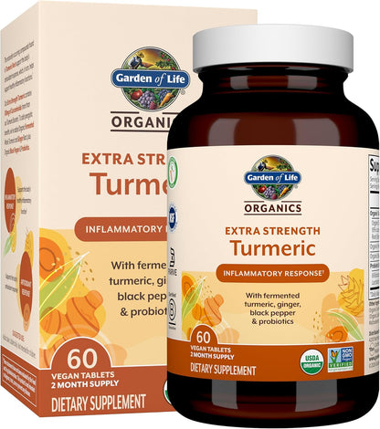 Garden of Life turmeric supplement 60 tablets front label