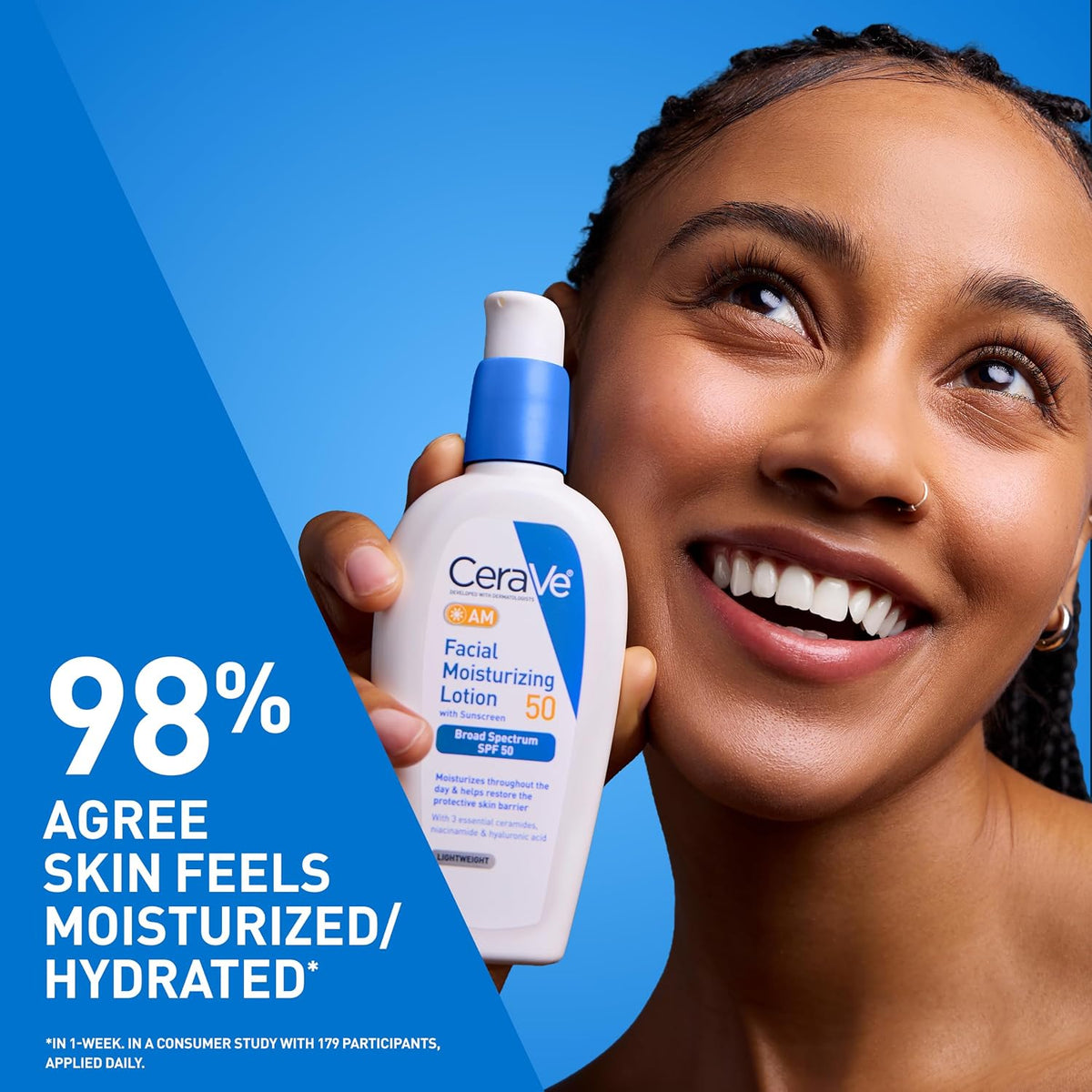 Lightweight CeraVe SPF 50 facial lotion