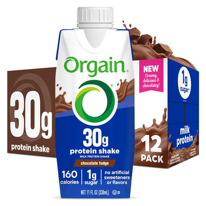 Orgain 30g protein chocolate fudge shake bottle