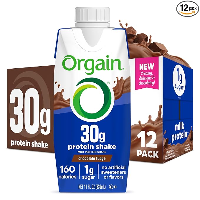 Orgain chocolate high protein dairy shake 12 pack
