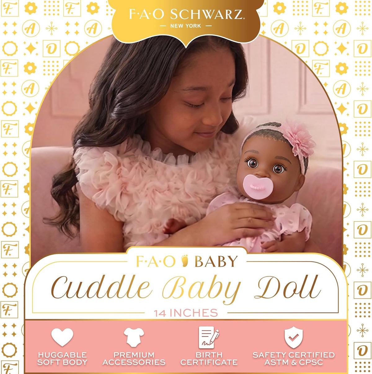Cuddle baby doll with flower headband and lifelike facial details