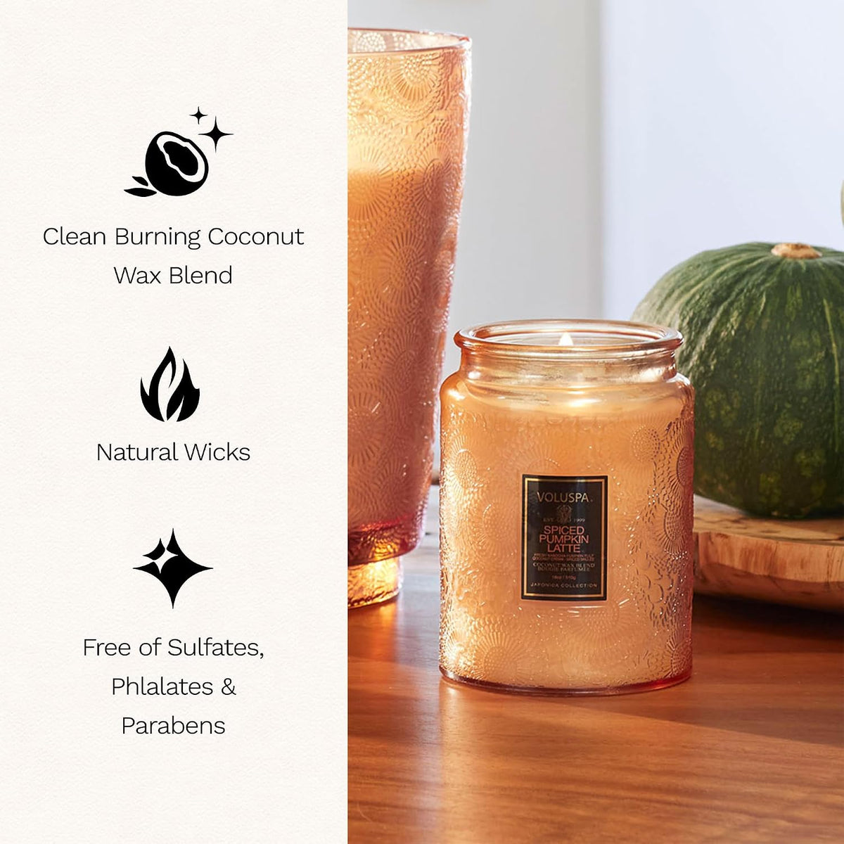 Voluspa 18 oz pumpkin candle with 100-hour burn time