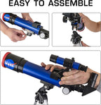 Tabletop lunar telescope with stable tripod