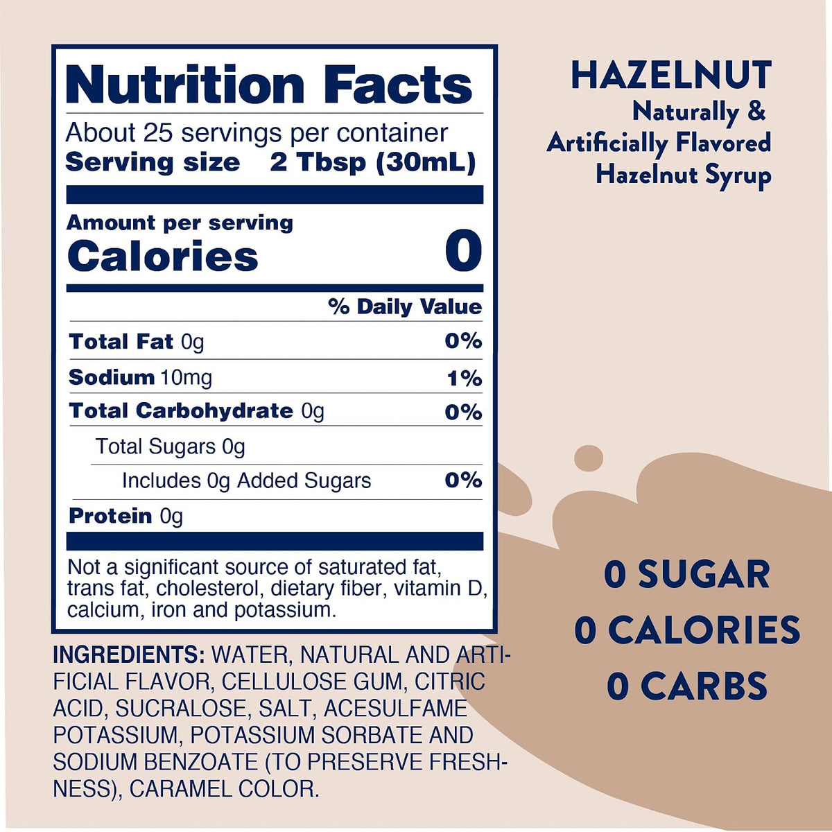 Zero calorie hazelnut coffee flavoring from Jordan's Skinny Mixes