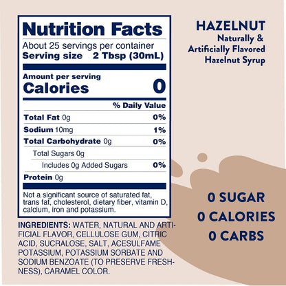 Zero calorie hazelnut coffee flavoring from Jordan's Skinny Mixes