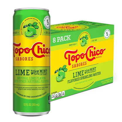 Topo Chico Lime with Mint sparkling water cans