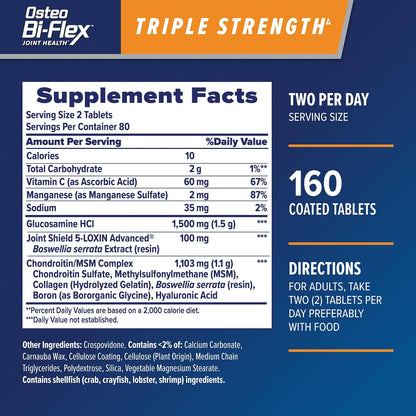 Triple Strength glucosamine chondroitin tablets by Osteo Bi-Flex