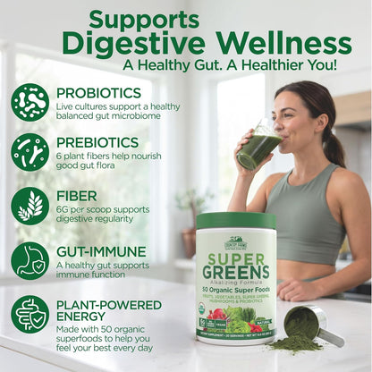 Daily greens supplement powder for smoothies and shakes