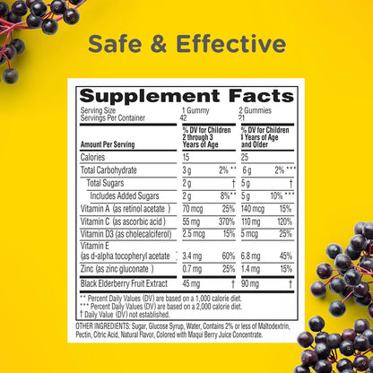 Berry flavored immune support gummies for children