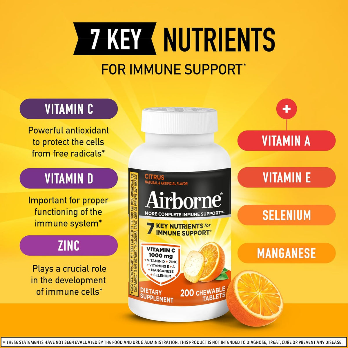 Airborne chewable Vitamin C tablets with zinc and vitamin D