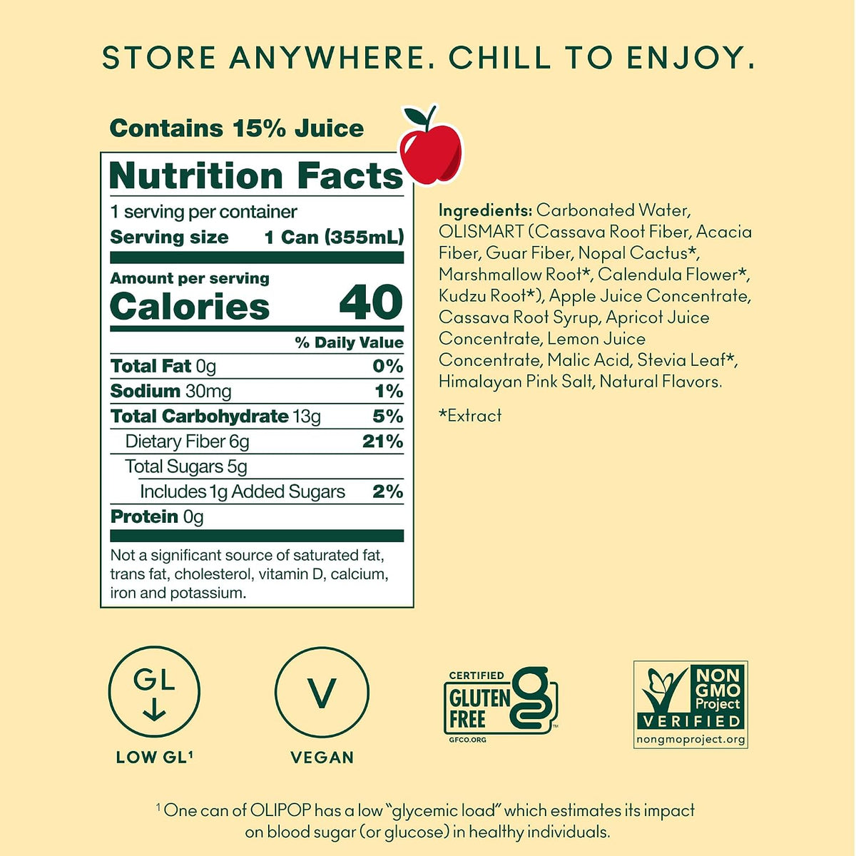 Crisp Apple OLIPOP prebiotic soda multipack