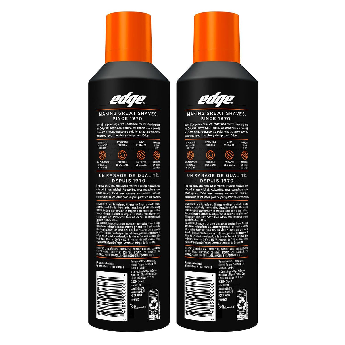 Men's foaming shave gel with aloe and lubricants