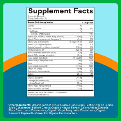 Certified organic vegetarian multivitamin gummies for men