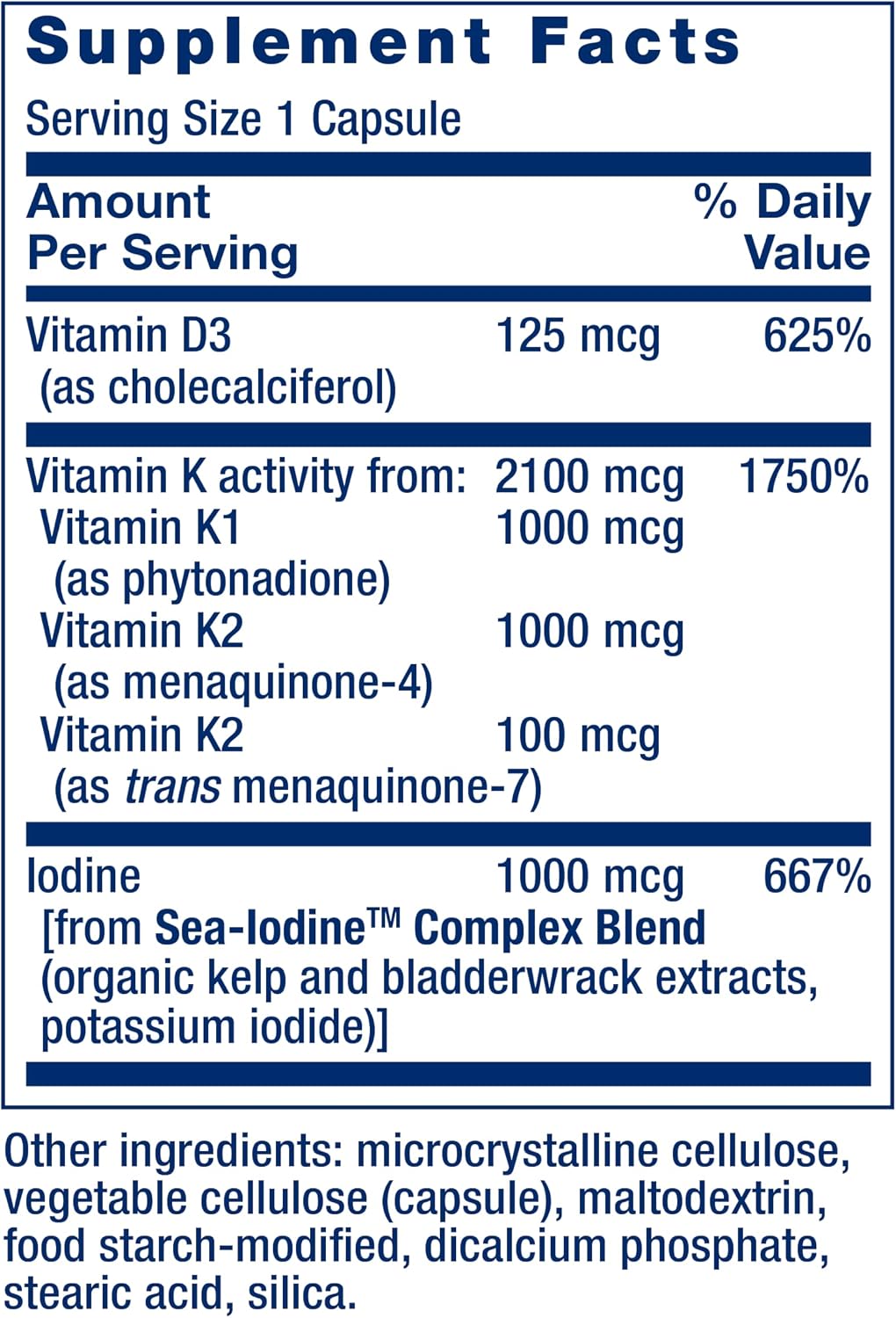 Life Extension thyroid support supplement capsules