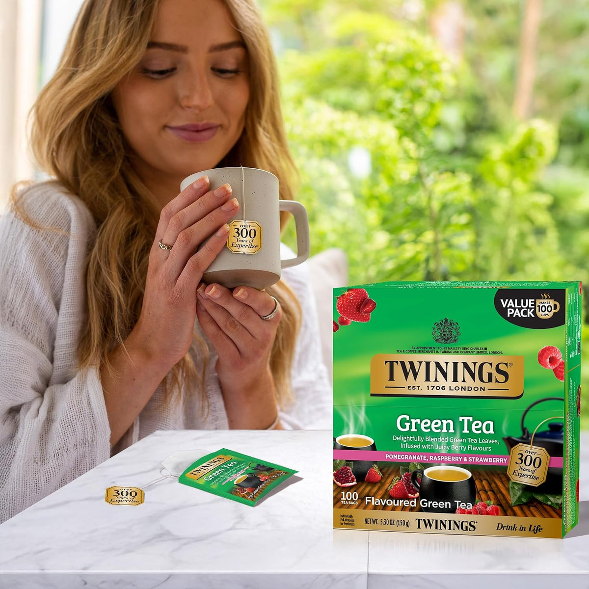 Individually wrapped Twinings green tea bags