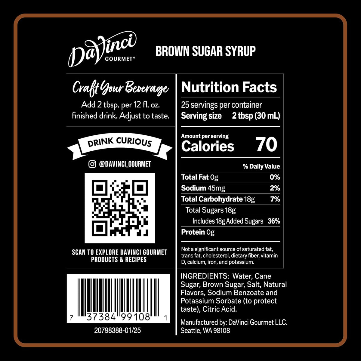 DaVinci Gourmet syrup for lattes and sodas