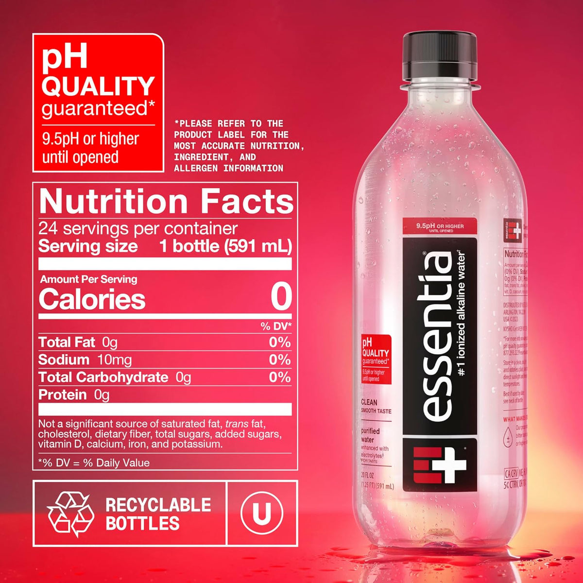 Essentia 99.9 percent pure ionized water case