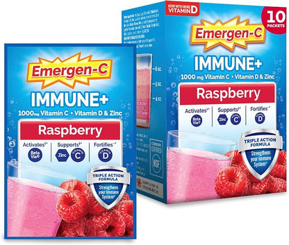 Emergen-C Immune+ raspberry vitamin C powder 30 count box
