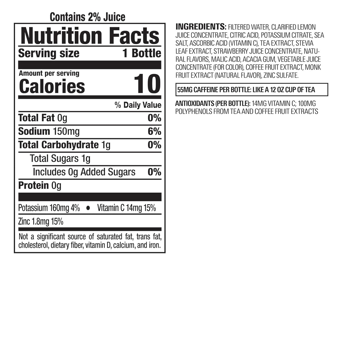 Bai strawberry lemonade beverage with no artificial sweeteners