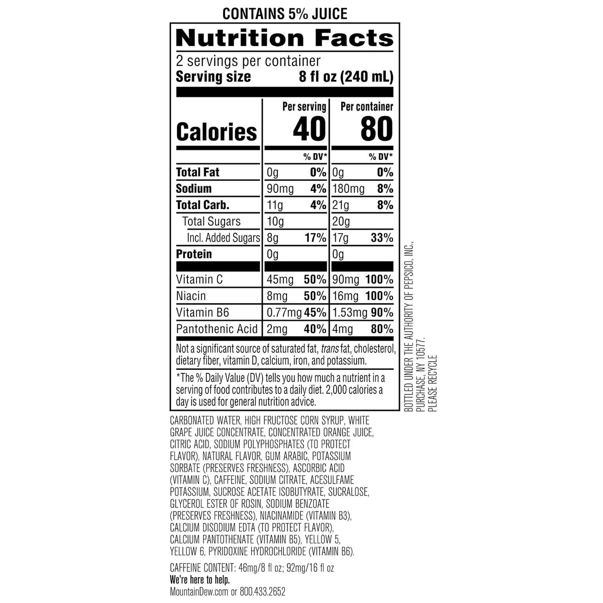 Mountain Dew Kickstart with vitamins B and C