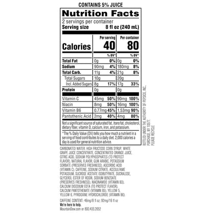 Mountain Dew Kickstart with vitamins B and C