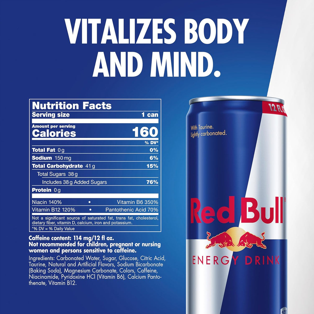 Red Bull lightly carbonated energy drink can