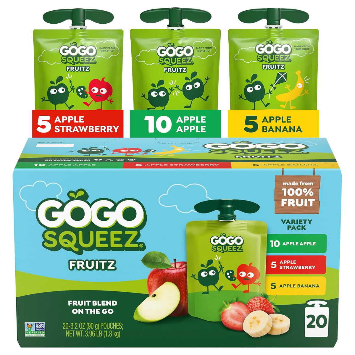 GoGo SqueeZ Apple Apple fruit puree pouch pack