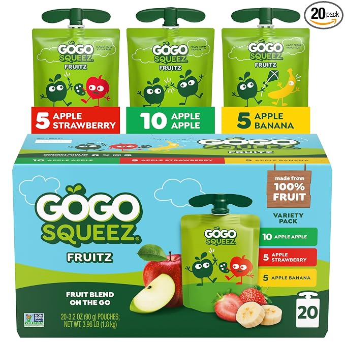 GoGo SqueeZ no sugar added applesauce variety pack 20 count