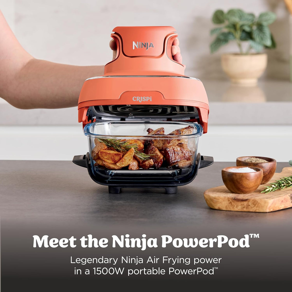 Orange Ninja glass air fryer for countertop cooking