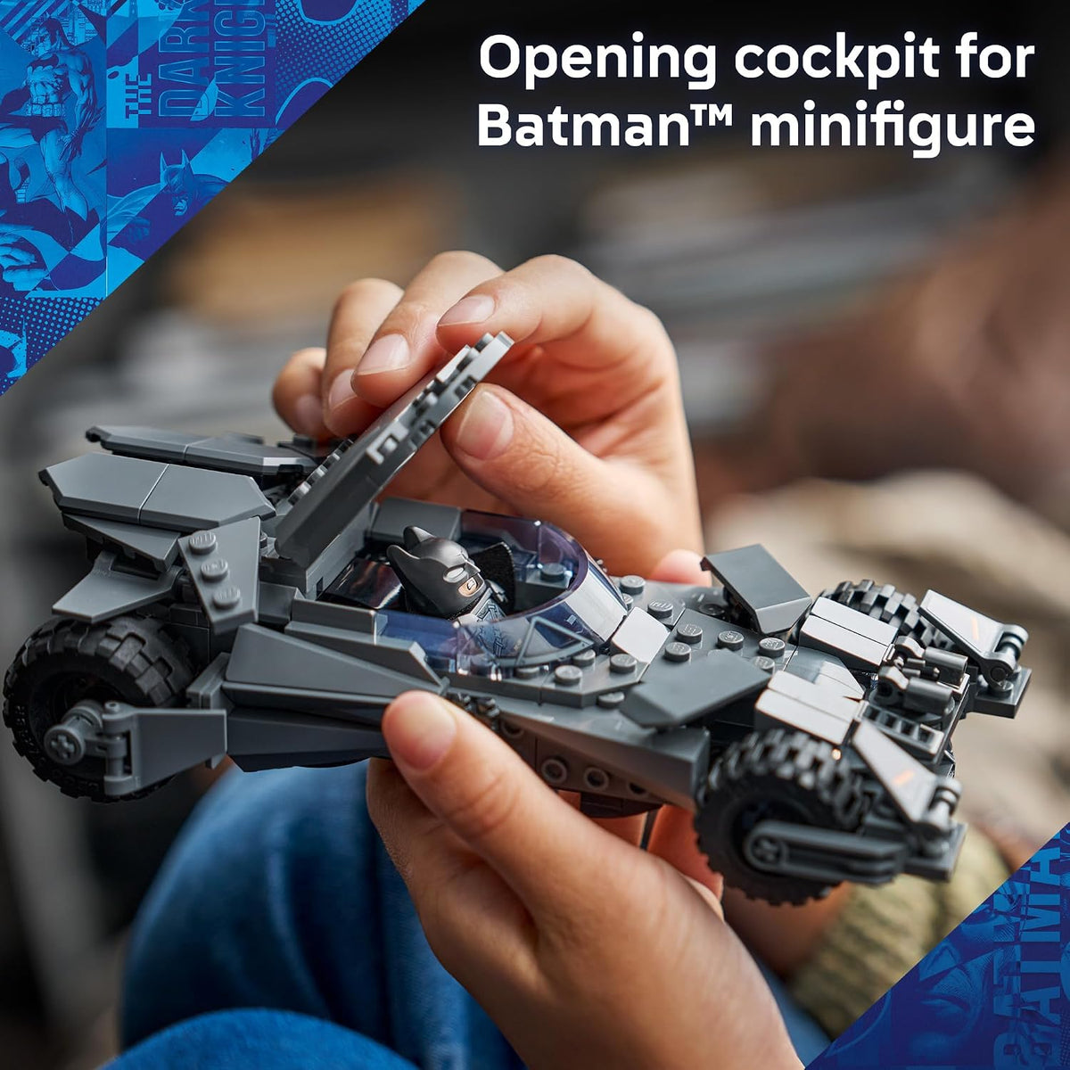Collectible LEGO Batman vehicle with opening cockpit