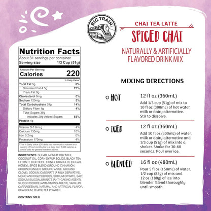 Spiced chai tea latte beverage mix by Big Train