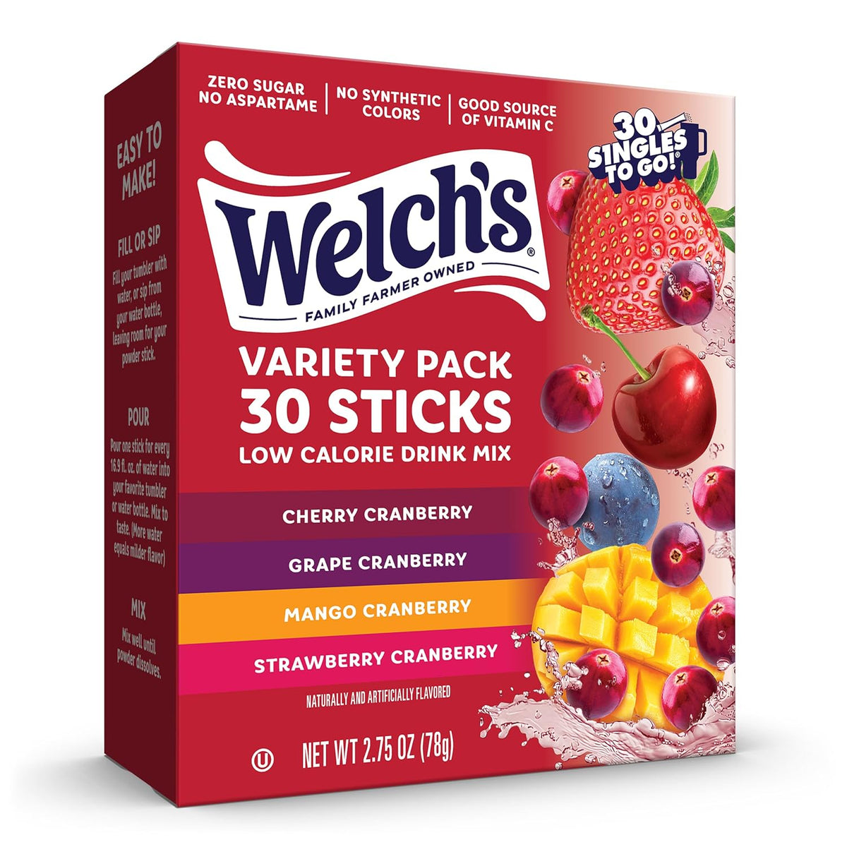 Welch's cranberry variety drink mix box