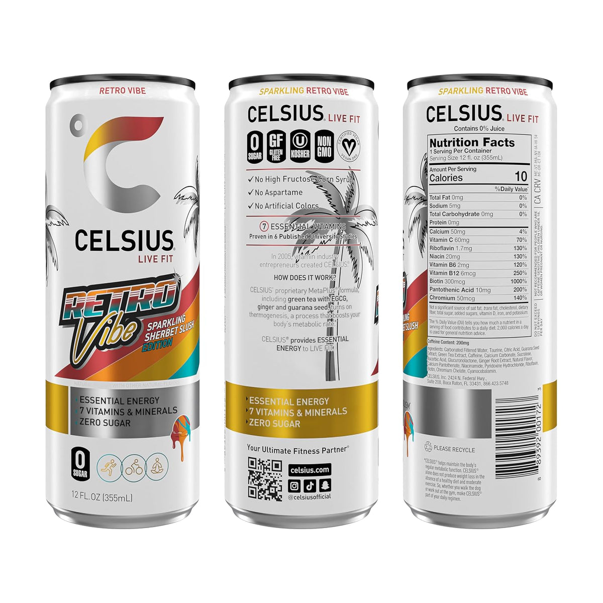 CELSIUS Retro Vibe can with sherbet slush flavor