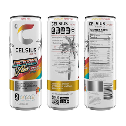 CELSIUS Retro Vibe can with sherbet slush flavor