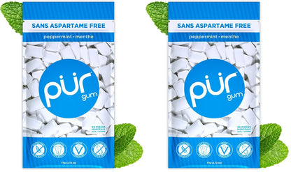 Aspartame free peppermint chewing gum bags