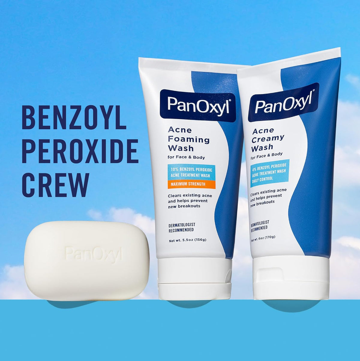 PanOxyl creamy benzoyl peroxide cleanser bottle